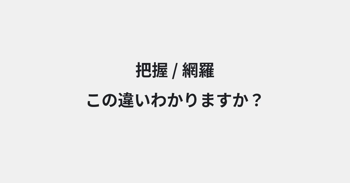 【把握】と【網羅】の違いとは？例文付きで使い方や意味をわかりやすく解説 | イメージ画像
