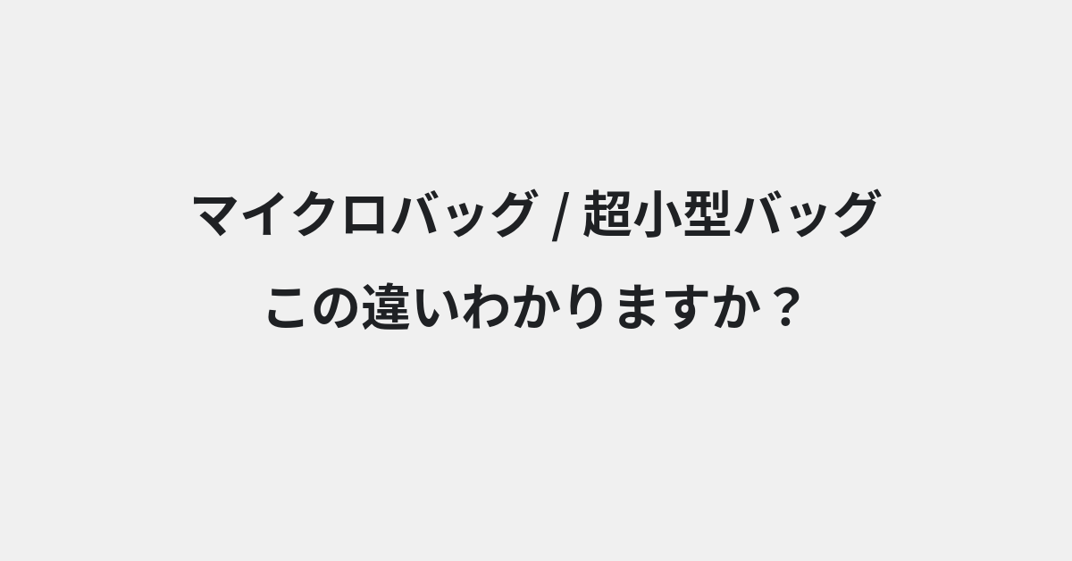 【マイクロバッグ】と【超小型バッグ】の違いとは？例文付きで使い方や意味をわかりやすく解説 | イメージ画像