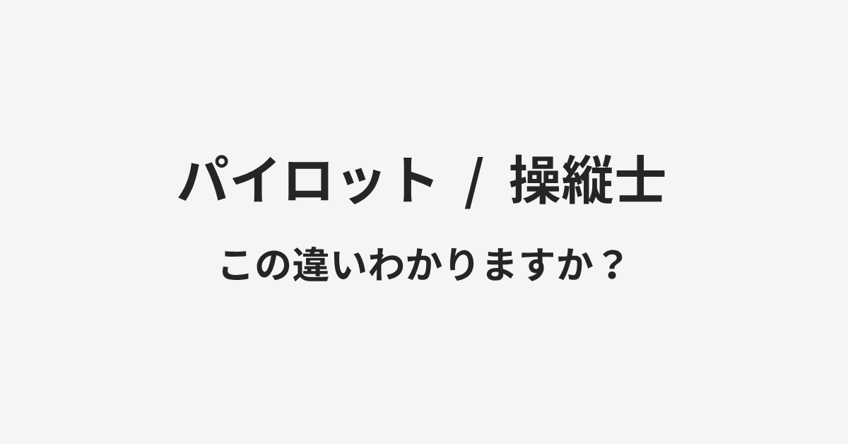 【パイロット】と【操縦士】の違いとは?例文付きで使い方や意味をわかりやすく解説 | イメージ画像 【パイロット】と【操縦士】の違いとは?例文付きで使い方や意味をわかりやすく解説 | イメージ画像