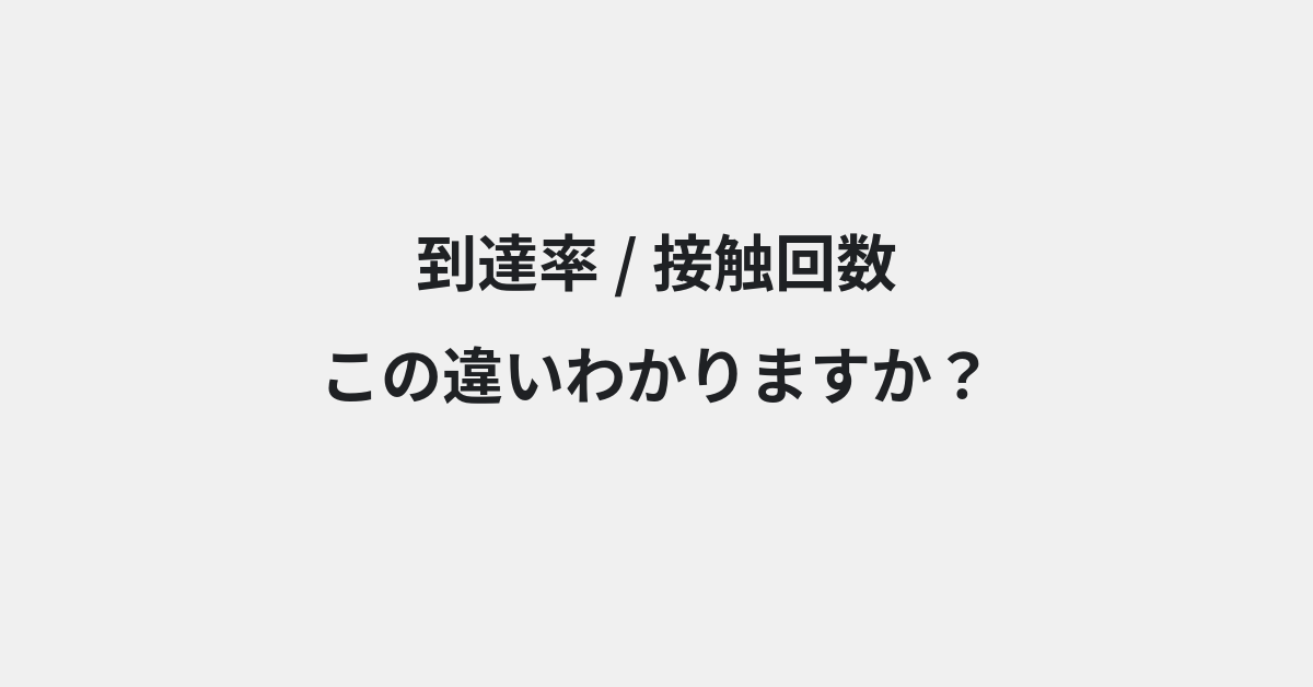 【到達率】と【接触回数】の違いとは？例文付きで使い方や意味をわかりやすく解説 | イメージ画像